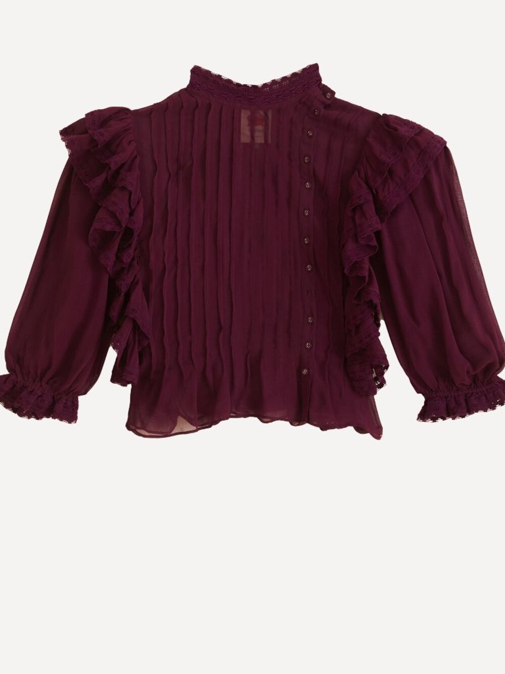 FARM Rio Burgundy Ruffled Blouse - Picture 13 of 13